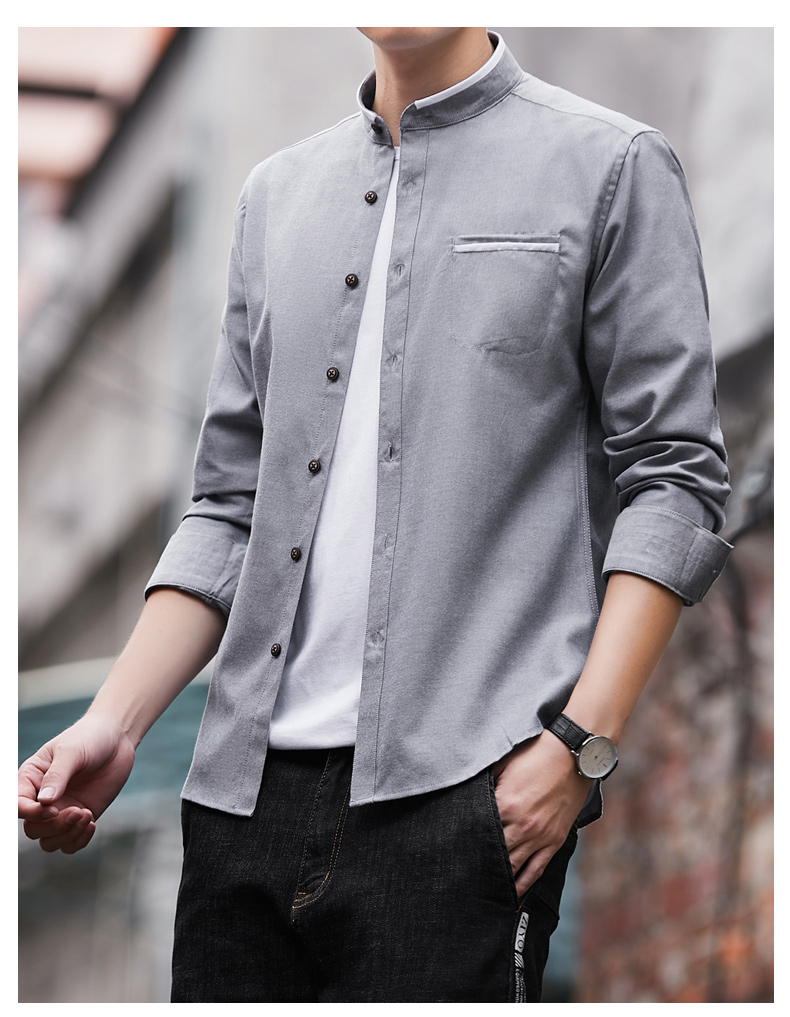 牛津纺衬衫衣男士长袖青少年韩版时尚休闲学生修身寸衫潮