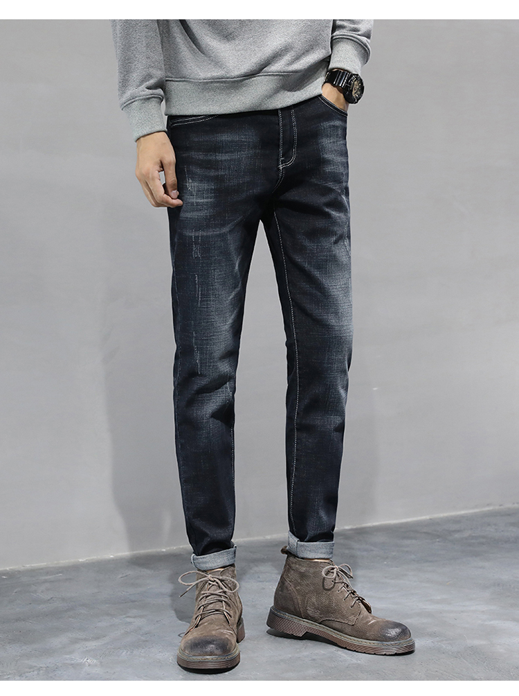 2020秋冬牛仔裤男哈伦宽松小直筒弹力休闲修身牛仔裤
