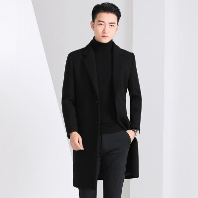 毛呢大衣2022新款秋季男装长版外套男士修身韩版中长款呢子风