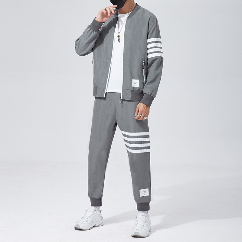 2020新款男春秋季休闲三条杠运动服秋装两件套