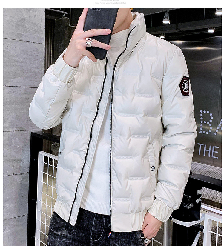 羽绒服男2020新款韩版潮流帅气亮面冬季鸭绒加厚短款立领男士