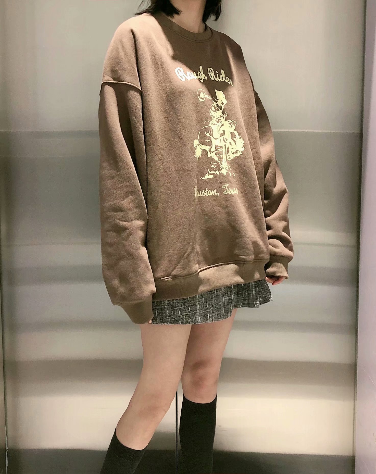 brandymelville 骑士印花卫衣女冬季加绒韩版宽松