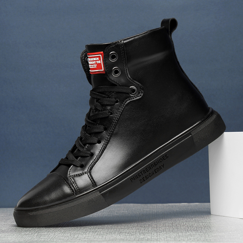 新款二层牛皮板鞋高帮棉鞋g8007 皮鞋码37-45