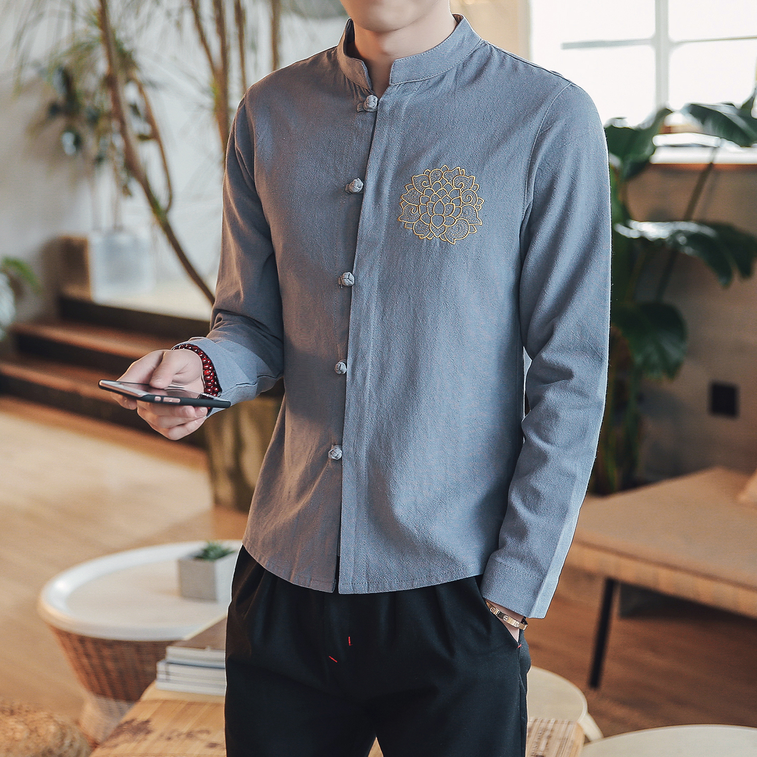 亚麻短袖t恤夏季薄款棉麻t恤男 ym51/p50