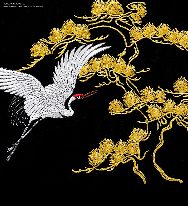 中国风松鹤刺绣国潮男装短袖t恤男士潮流复古原创t恤