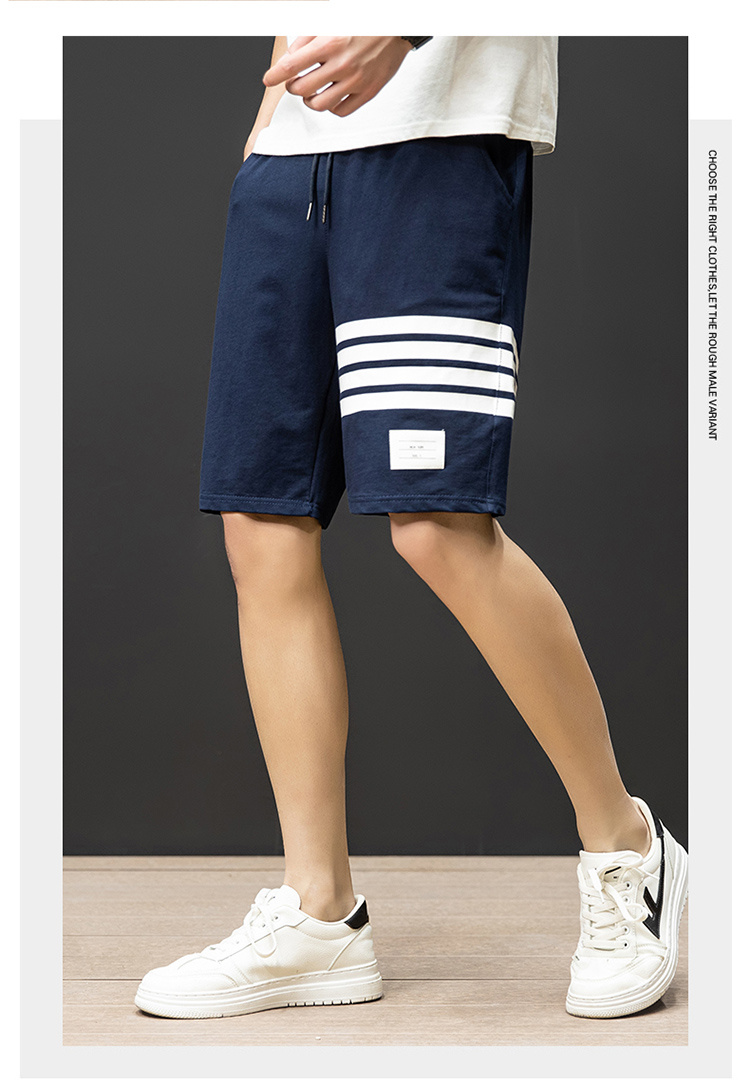 夏季新款短裤男外穿宽松潮流学生休闲运动四条杠纯棉情侣五分裤子