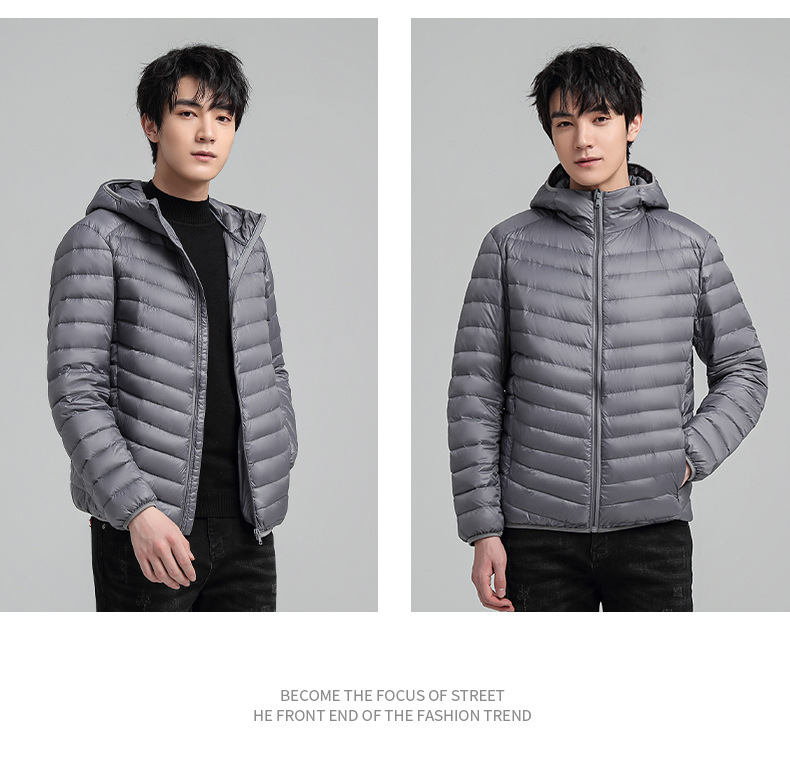 Hooded Men's Light And Thin Down Jackets Can Be Opened Twice For Short Casual Styles._viptrois.com