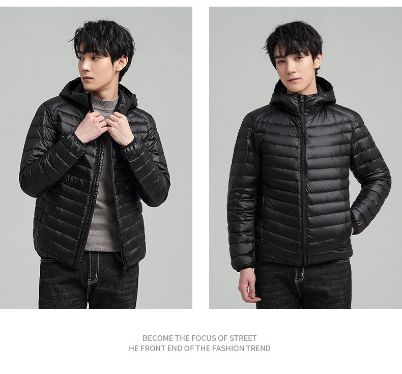 Hooded Men's Light And Thin Down Jackets Can Be Opened Twice For Short Casual Styles._viptrois.com