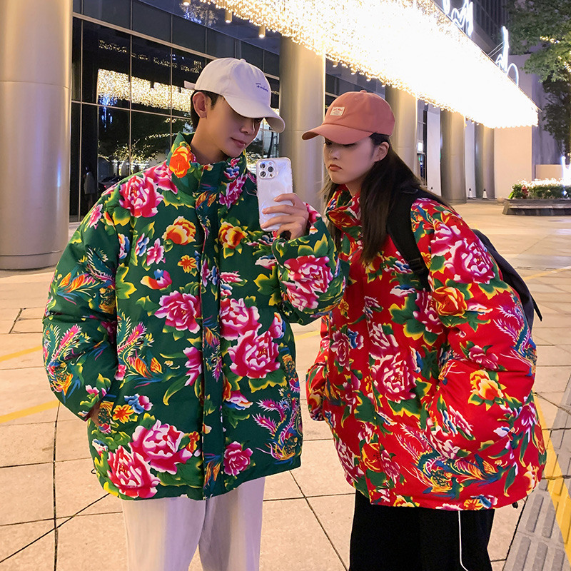 MY2204-P90控128大花棉衣棉服面包服中国风民族特色外套大花男女