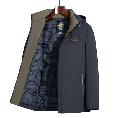 爸爸装棉衣中老年棉衣冬季大码男装加绒加厚连帽设计高品质时尚商务潮流棉衣男棉服
