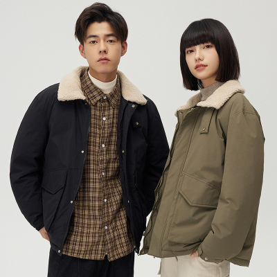 2023新款羽绒服男女同款宽松短款翻领时尚潮流情侣上衣外套90%白鸭绒