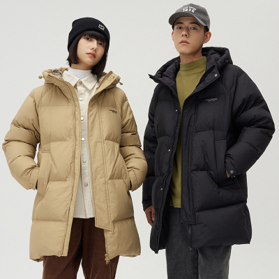 2023新款男女同款羽绒服男中长款连帽时尚百搭潮流情侣外套90%白鸭绒 