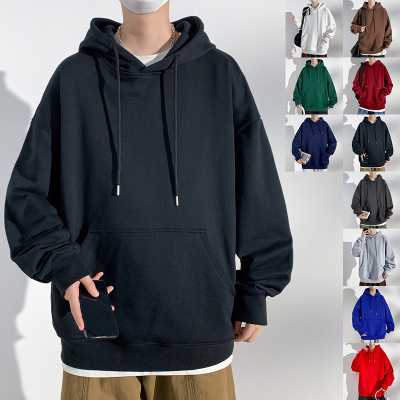 袋鼠口袋春秋男潮光板纯色卫衣宽松公版定制团购多色可二开青少年内搭长袖连帽上衣