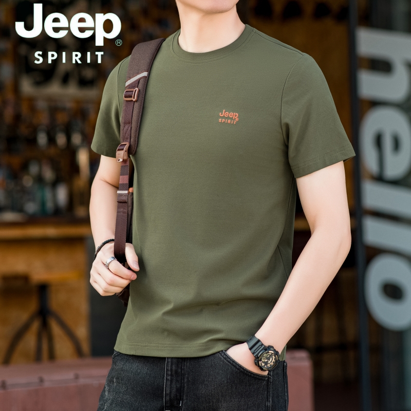2024吉普Jeep spirit夏季男士凉感索罗纳短袖T恤休闲宽松大码翻领打底衫