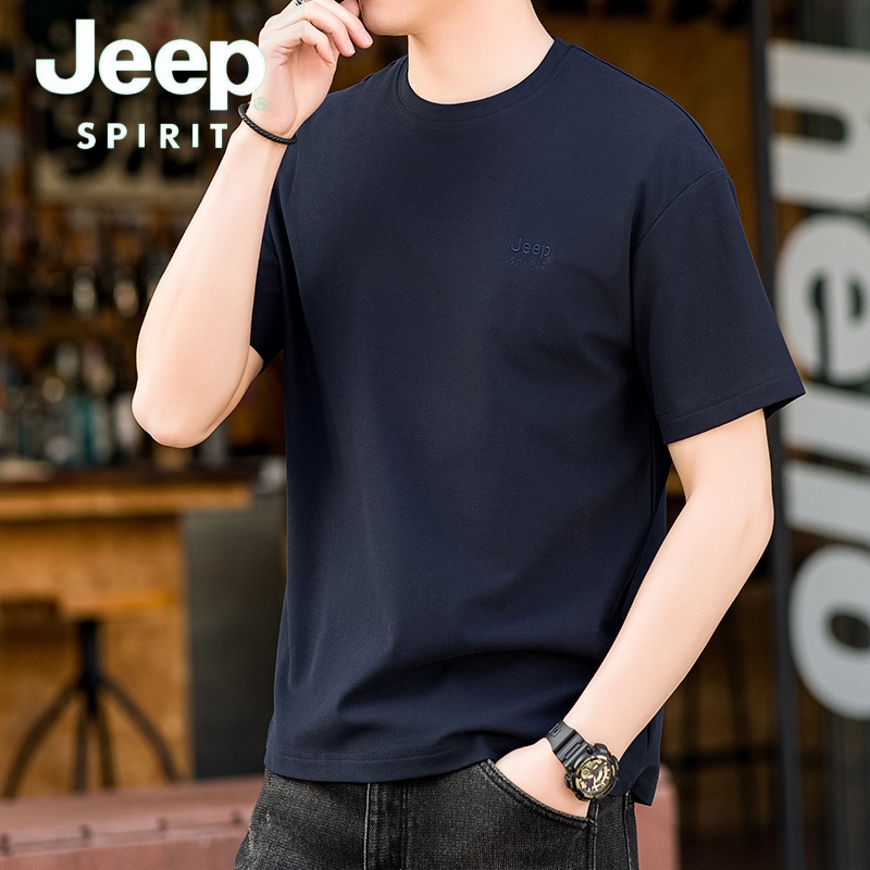 2024吉普Jeep spirit男士夏季新款圆领宽松大码落肩短t恤凉感索罗纳打底衫