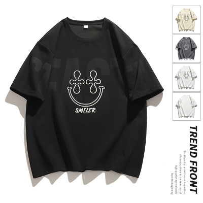 【逸品源】YPY-8863-P小码20 大码23 夏季日系笑脸大字母短袖男宽松百搭休闲【控39】