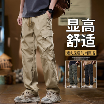 2024夏季新款工装裤暗格子拖地休闲裤男Z9810夏季薄款宽松舒适长裤子潮流