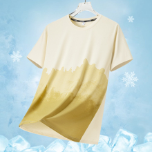 冰丝短袖t恤男夏季渐变空调衫印花速干高弹休闲凉感运动宽松上衣