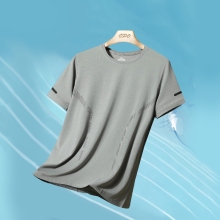 冰丝短袖t恤男夏季空调衫印花速干高弹休闲凉感运动透气宽松上衣