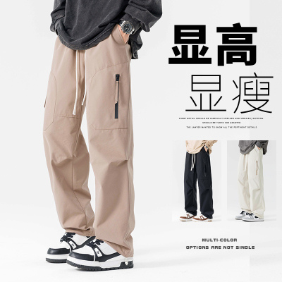 2024新款工装裤男款春秋款潮牌束脚直筒休闲裤男美式高街大码宽松伞兵裤男冲锋裤男运动裤男男士冲锋裤