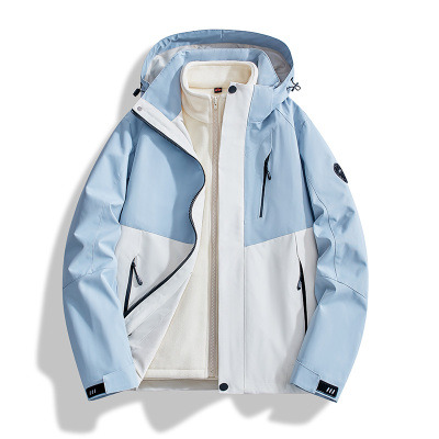 【源头工厂】2024新款秋冬加绒加厚冲锋衣男女款两件套夹克外套冬季户外三合一可拆卸登山服情侣款二开款