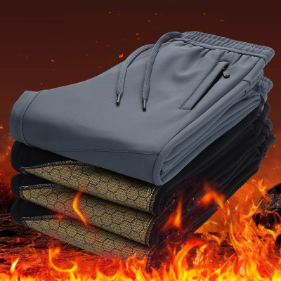 秋冬新款休闲裤男石墨烯大码冲锋裤保暖加绒加厚运动长裤跨境裤子