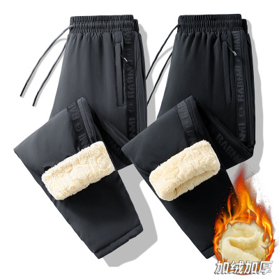 【档口现货】冬季休闲裤男加绒加厚外穿护膝羊羔绒裤子大码宽松运动长裤