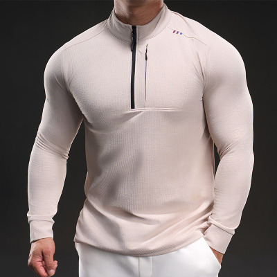 81831霸道肌肉风格2025春季新品修身弹力长袖训练服休闲时尚跑步运动健身户外T恤男