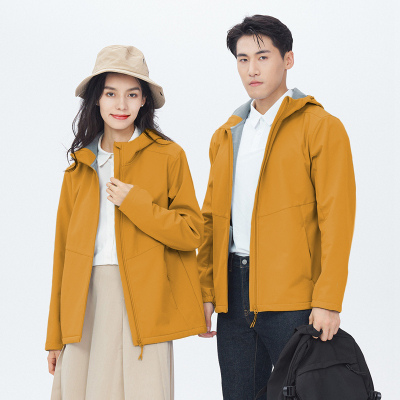 璞兴服饰 2024连帽软壳衣防风耐磨四级防泼水工艺透气舒适情侣款软壳外套231001-231002