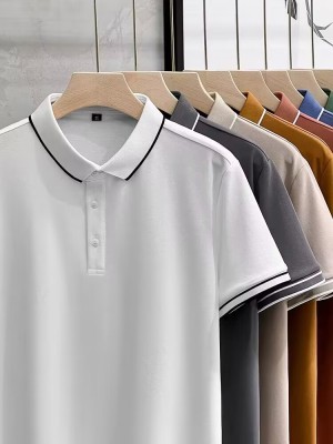 （数据款推荐档口现货）2025新款春夏二开精品推荐精梳棉POLO衫男短袖男T恤男女同款可印可绣