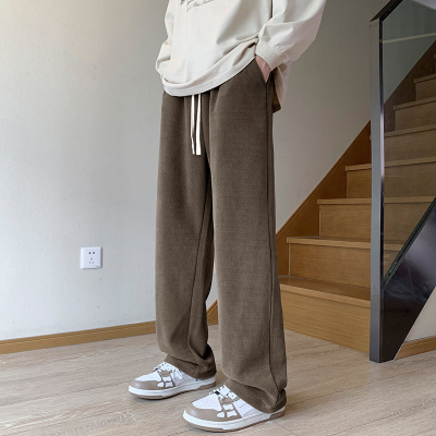 2023秋冬季新款博澳绒加绒加厚灯芯绒卫裤男裤宽松直筒重磅休闲美式高街vibe拖地春秋款长裤