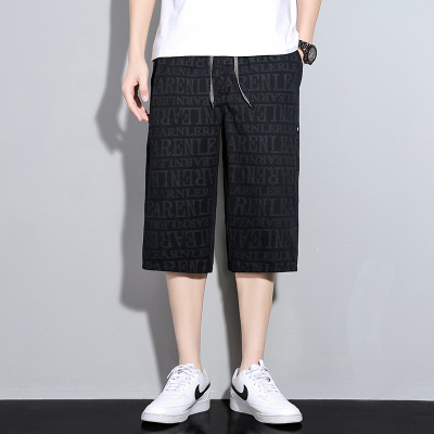 2025年外贸新款印花5五分裤质感纯棉宽松大裤衩休闲短裤男中裤口袋拉链