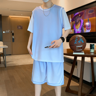 JK002夏季运动风格蓝球服套装时尚男款透气休闲青年少套装