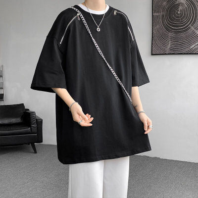 8XL-M 特大码短袖T恤男双肩拉链五分袖上衣DX310P45