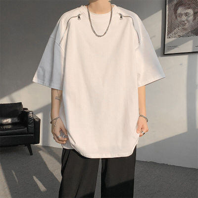 8XL-M 特大码短袖T恤男双肩拉链五分袖上衣DX310P45