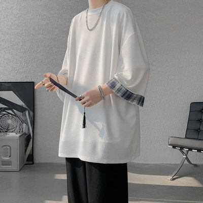 8XL-M特大码短袖男夏季高品质冰丝五分袖拼色宽松大码T恤DX308P38