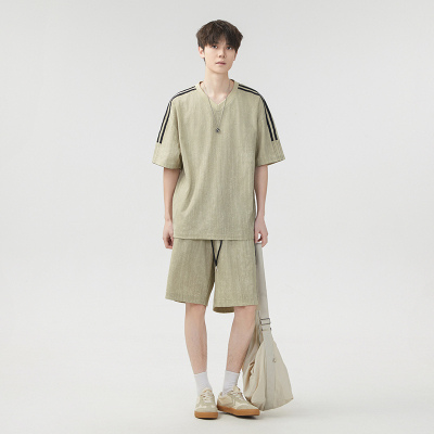 夏季短袖t恤休闲运动套装男士大码短裤子一套半袖上衣服途服饰