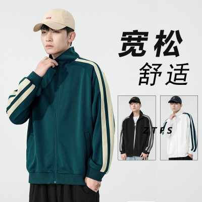 【现货】厂家直销二开春秋纯色潮牌棒球服2025新款男上衣情侣宽松工装夹克男学生休闲外套男B615