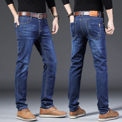2025新款牛仔裤男士春秋季弹力修身男装裤子高端直筒水洗休闲长裤