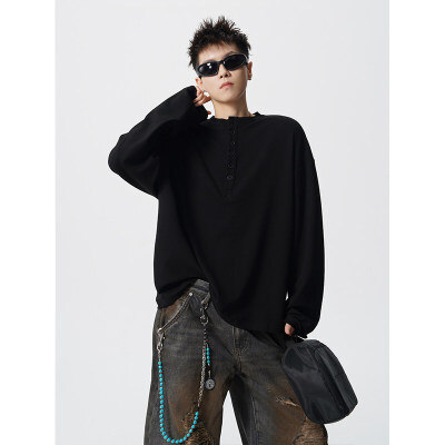 高级风纯色透气亲肤亨利领长袖T恤垂感丝滑通勤打底衫CX3001P38