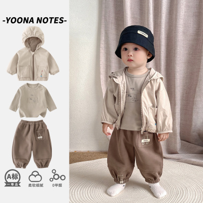 童装2025春秋季小孩小童婴幼儿外套打低衫休闲裤三件套