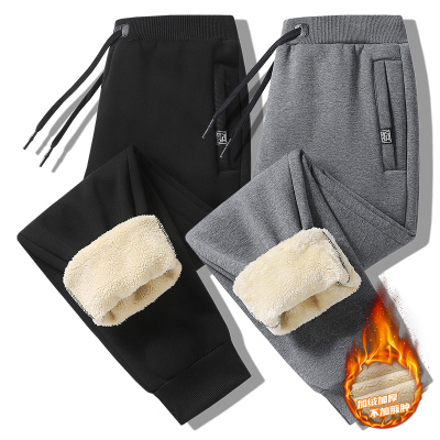 石墨烯羊羔绒休闲裤冬季新款加绒加厚纯棉运动裤大码男裤子棉裤