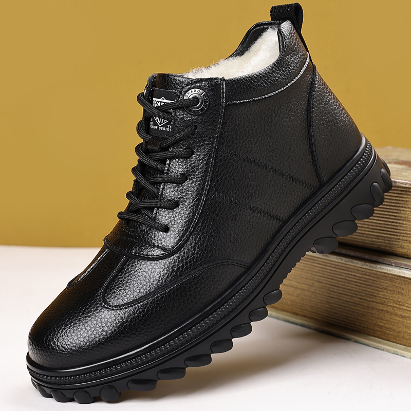 牛盾8812时尚休闲皮鞋加绒保暖