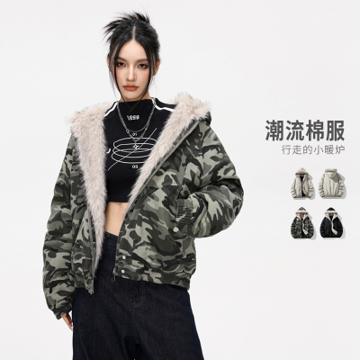 2025新款洋气毛领棉服女韩系时尚短款棉衣小个子保暖冬季潮流外套【控价179】