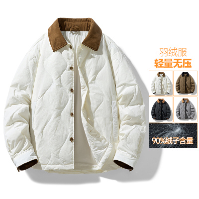 巴恩风撞领美式复古外套男十2025冬季新款保暖轻薄夹克情侣外套