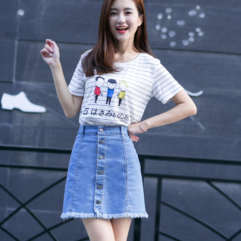 春夏牛仔短裙 女款牛仔裙短裙包臀裙职业休闲沙滩裙 短裙女装