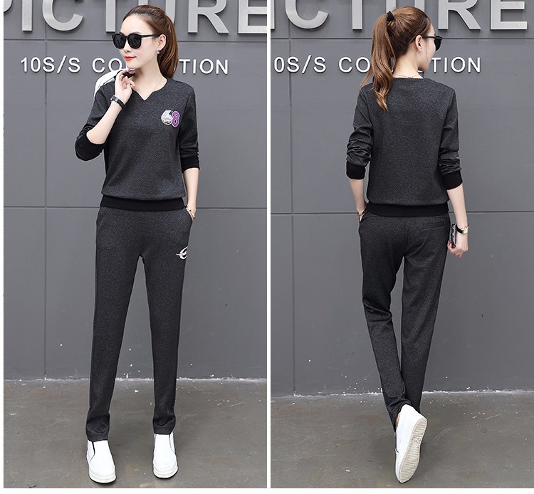 2018新款女装休闲套装女长袖套装时尚套装女-青创网